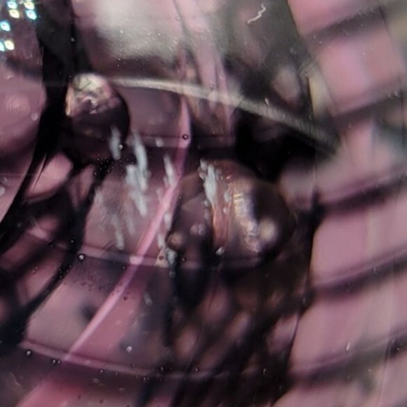 Handcrafted Blown Glass Paperweight Purple Black Swirl Round Artist Signed - Picture 7 of 7